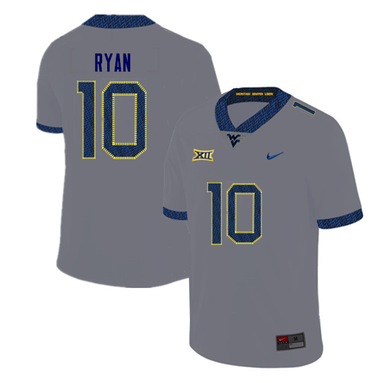 NCAA Men's Sean Ryan West Virginia Mountaineers Gray #10 Nike Stitched Football College Authentic Jersey NF23S11YL